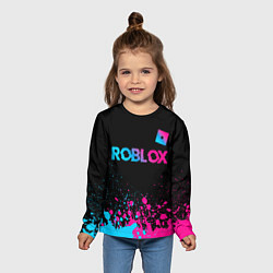 Лонгслив детский Roblox - neon gradient: символ сверху, цвет: 3D-принт — фото 2