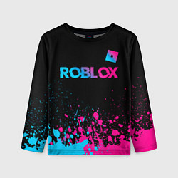 Лонгслив детский Roblox - neon gradient: символ сверху, цвет: 3D-принт
