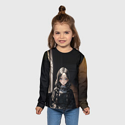 Лонгслив детский Готическая девушка в темной комнате, цвет: 3D-принт — фото 2