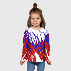 Лонгслив детский Лучи - белый синий красный - Хуф и Ся, цвет: 3D-принт — фото 2