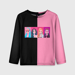 Лонгслив детский Группа Black pink на черно-розовом фоне, цвет: 3D-принт
