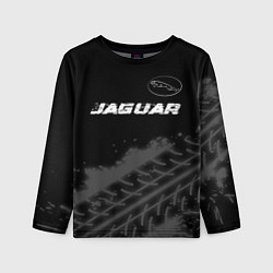 Лонгслив детский Jaguar speed на темном фоне со следами шин: символ, цвет: 3D-принт