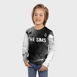 Лонгслив детский The Sims glitch на темном фоне: символ сверху, цвет: 3D-принт — фото 2