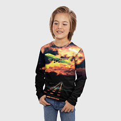 Лонгслив детский Боинг 737 Суровый закат, цвет: 3D-принт — фото 2