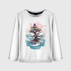 Детский лонгслив Японское дерево и пагода в море