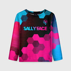 Лонгслив детский Sally Face - neon gradient: символ сверху, цвет: 3D-принт