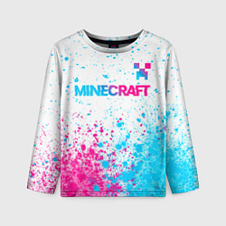 Лонгслив детский Minecraft neon gradient style: символ сверху, цвет: 3D-принт