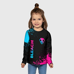 Лонгслив детский Bleach - neon gradient: надпись, символ, цвет: 3D-принт — фото 2