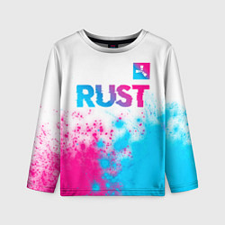 Лонгслив детский Rust neon gradient style: символ сверху, цвет: 3D-принт