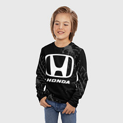 Лонгслив детский Honda speed на темном фоне со следами шин, цвет: 3D-принт — фото 2