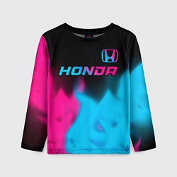 Лонгслив детский Honda - neon gradient: символ сверху, цвет: 3D-принт