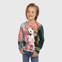 Лонгслив детский Милая панда в пуховике, цвет: 3D-принт — фото 2