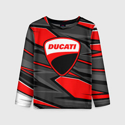 Лонгслив детский Ducati - red stripes, цвет: 3D-принт