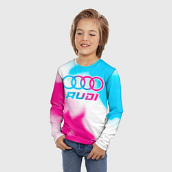 Лонгслив детский Audi neon gradient style, цвет: 3D-принт — фото 2