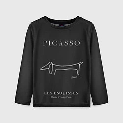 Лонгслив детский Собака на черном - Пабло Пикассо, цвет: 3D-принт