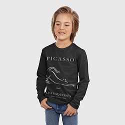 Лонгслив детский Кот на черном - Пабло Пикассо, цвет: 3D-принт — фото 2