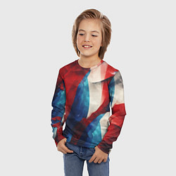 Лонгслив детский Абстракция в цветах флага РФ, цвет: 3D-принт — фото 2