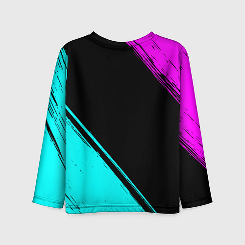 Детский лонгслив Анна и неоновый герб России: надпись, символ / 3D-принт – фото 2