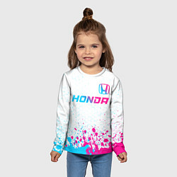 Лонгслив детский Honda neon gradient style: символ сверху, цвет: 3D-принт — фото 2