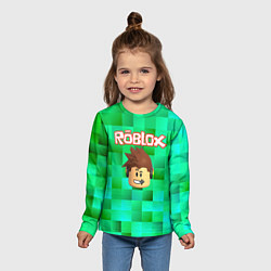 Лонгслив детский Roblox head на пиксельном фоне, цвет: 3D-принт — фото 2