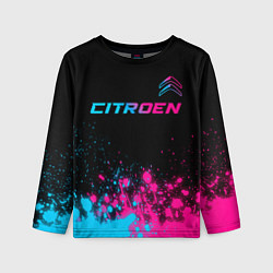 Лонгслив детский Citroen - neon gradient: символ сверху, цвет: 3D-принт