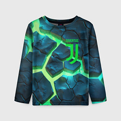 Лонгслив детский Ювентус разлом зеленых плит, цвет: 3D-принт