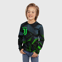 Лонгслив детский Juventus black green logo, цвет: 3D-принт — фото 2