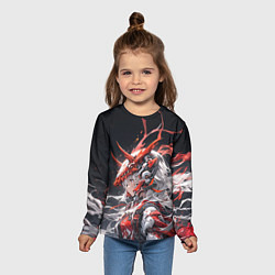 Лонгслив детский Боевая девушка-дракон, цвет: 3D-принт — фото 2