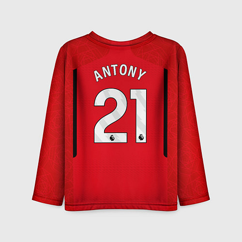 Детский лонгслив Антони Манчестер Юнайтед форма 2324 домашняя / 3D-принт – фото 2