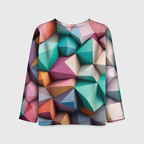 Детский лонгслив Полигональные объемные кубы и тетраэдры в пастельн / 3D-принт – фото 2