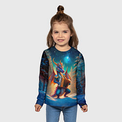 Лонгслив детский Дракон играет на аккордеоне, цвет: 3D-принт — фото 2