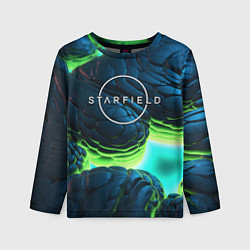 Лонгслив детский Starfield blue green logo, цвет: 3D-принт