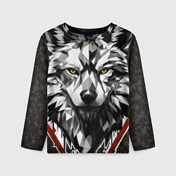 Лонгслив детский Черный волк - полигональная голова зверя, цвет: 3D-принт