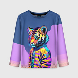 Лонгслив детский Cool tiger cub - pop art, цвет: 3D-принт