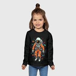 Лонгслив детский Космонавт в оранжевом скафандре, цвет: 3D-принт — фото 2