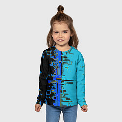 Лонгслив детский Кибер-глитч синий, цвет: 3D-принт — фото 2