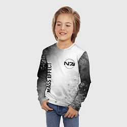 Лонгслив детский Mass Effect glitch на светлом фоне: надпись, симво, цвет: 3D-принт — фото 2