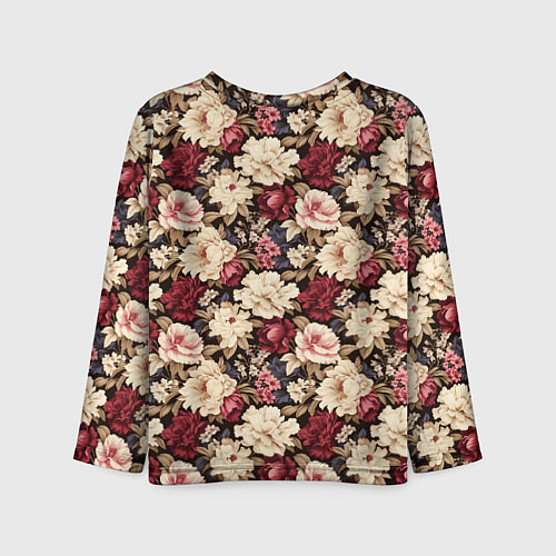 Детский лонгслив Винтажные цветы паттерн / 3D-принт – фото 2