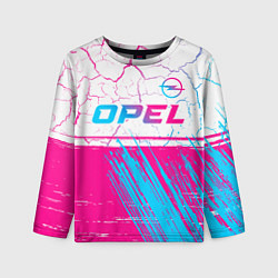 Лонгслив детский Opel neon gradient style: символ сверху, цвет: 3D-принт