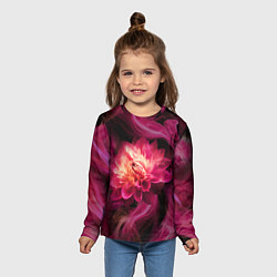 Лонгслив детский Розовый цветок в огне - нейросеть, цвет: 3D-принт — фото 2
