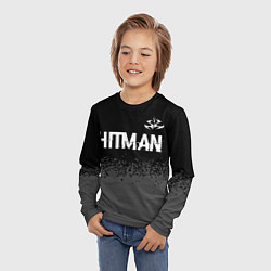 Лонгслив детский Hitman glitch на темном фоне: символ сверху, цвет: 3D-принт — фото 2
