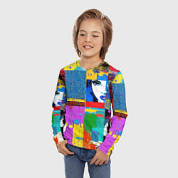Лонгслив детский Лоскутное одеяло - поп-арт, цвет: 3D-принт — фото 2