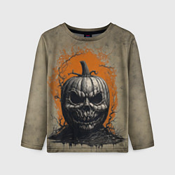 Лонгслив детский Мрачная хэллоуинская тыква, цвет: 3D-принт