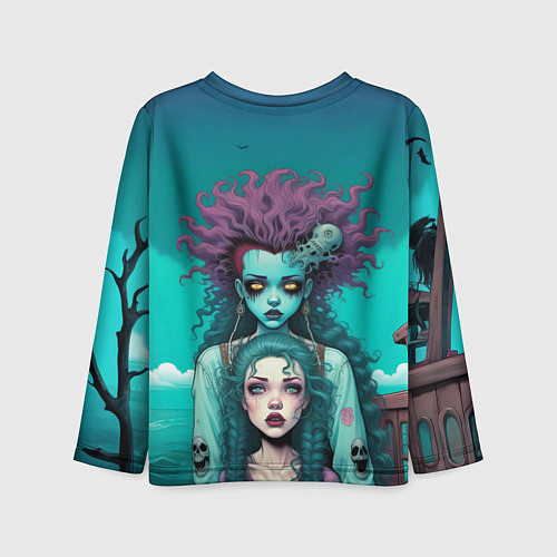 Детский лонгслив Призрак и девушка в лодке / 3D-принт – фото 2