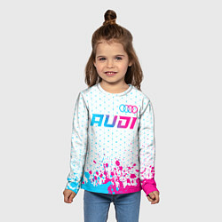 Лонгслив детский Audi neon gradient style: символ сверху, цвет: 3D-принт — фото 2
