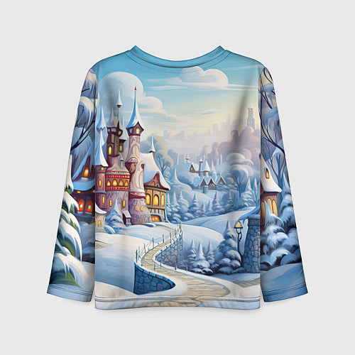 Детский лонгслив Новогодний городок / 3D-принт – фото 2