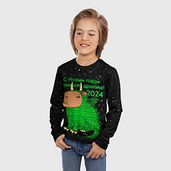 Лонгслив детский Капибара дракон, цвет: 3D-принт — фото 2