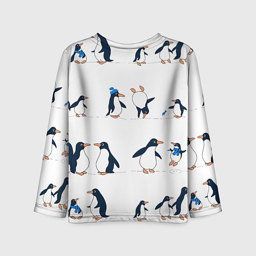 Детский лонгслив Семейство пингвинов на прогулке / 3D-принт – фото 2
