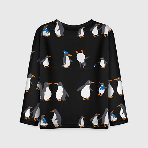 Детский лонгслив Веселая семья пингвинов / 3D-принт – фото 2