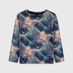 Лонгслив детский Волнообразная фрактальная абстракция, цвет: 3D-принт